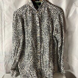 C Wonder Silk Womens Blouse, gray with heart size s
